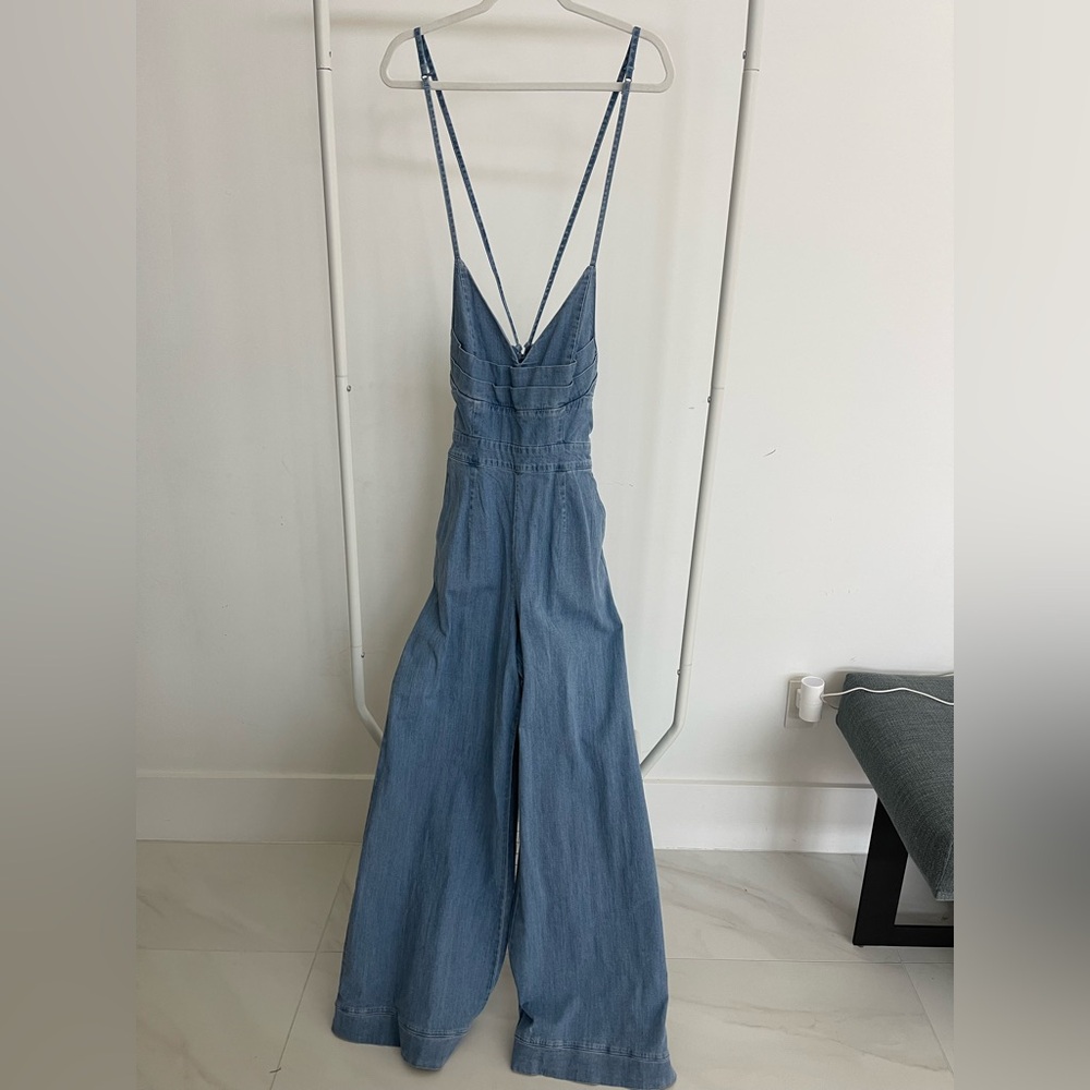 bebe Light Blue Denim Overalls